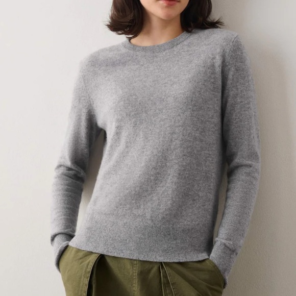 White and Warren Cashmere Grey Sweater Crew Neck Lightweight - Picture 2 of 7